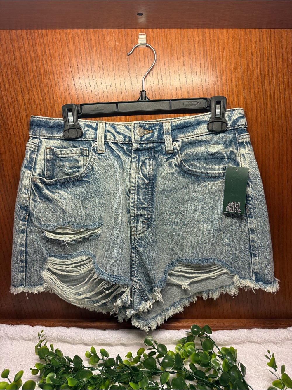 wild fable Distressed Light Blue Ripped Denim Shorts
